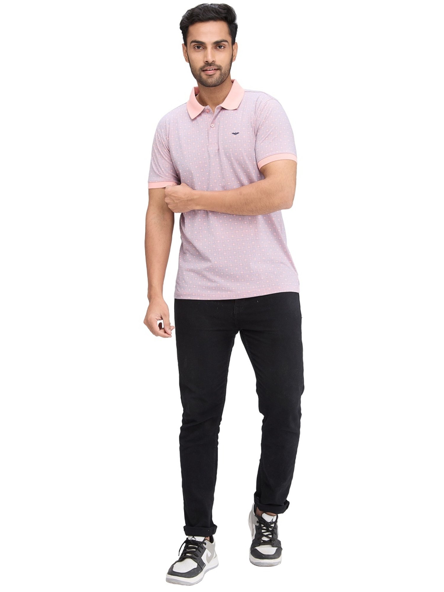 Park Avenue Purple Slim Fit Printed Polo T-Shirt