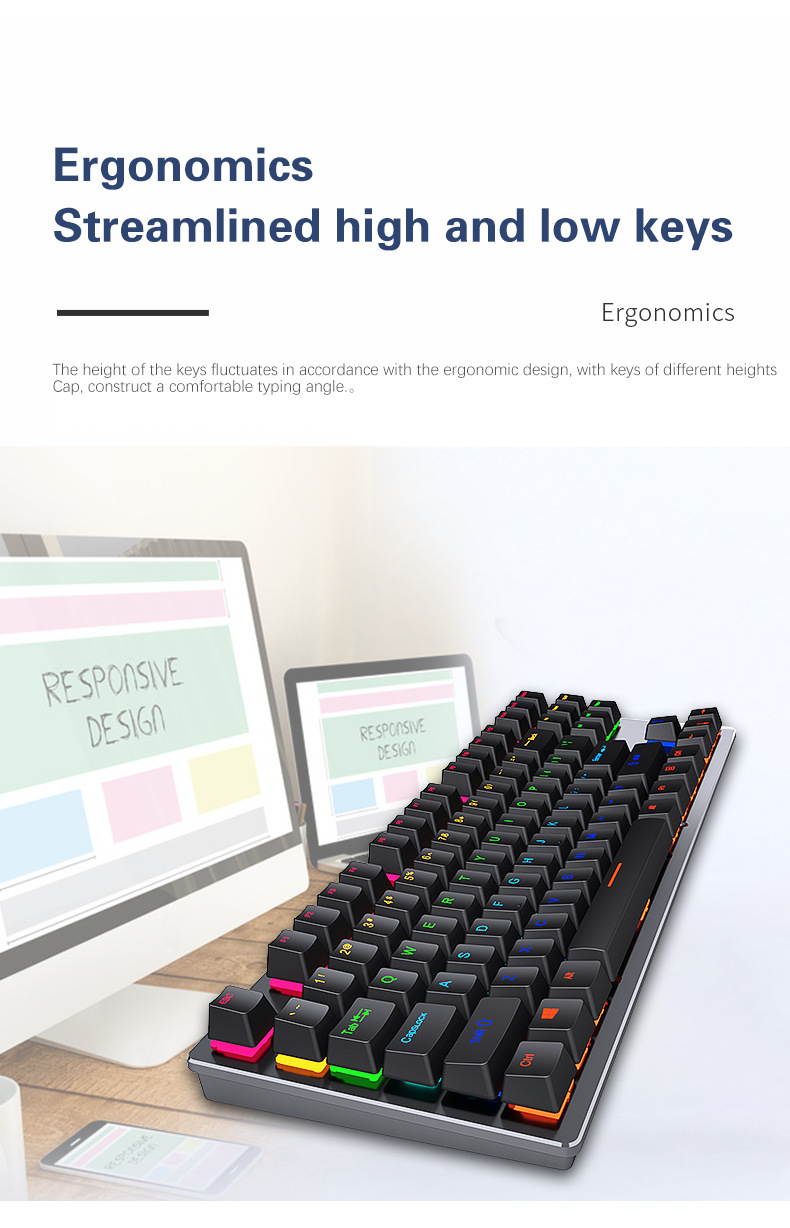 Mechanical keyboard USB wired green axis 87-key gaming gaming office computer mechanical keyboard