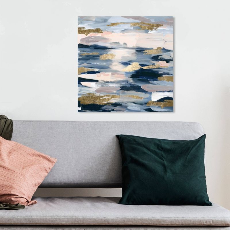 12" x 12" Smoke on the Water Abstract Unframed Canvas Wall Art in Blue - Unbranded