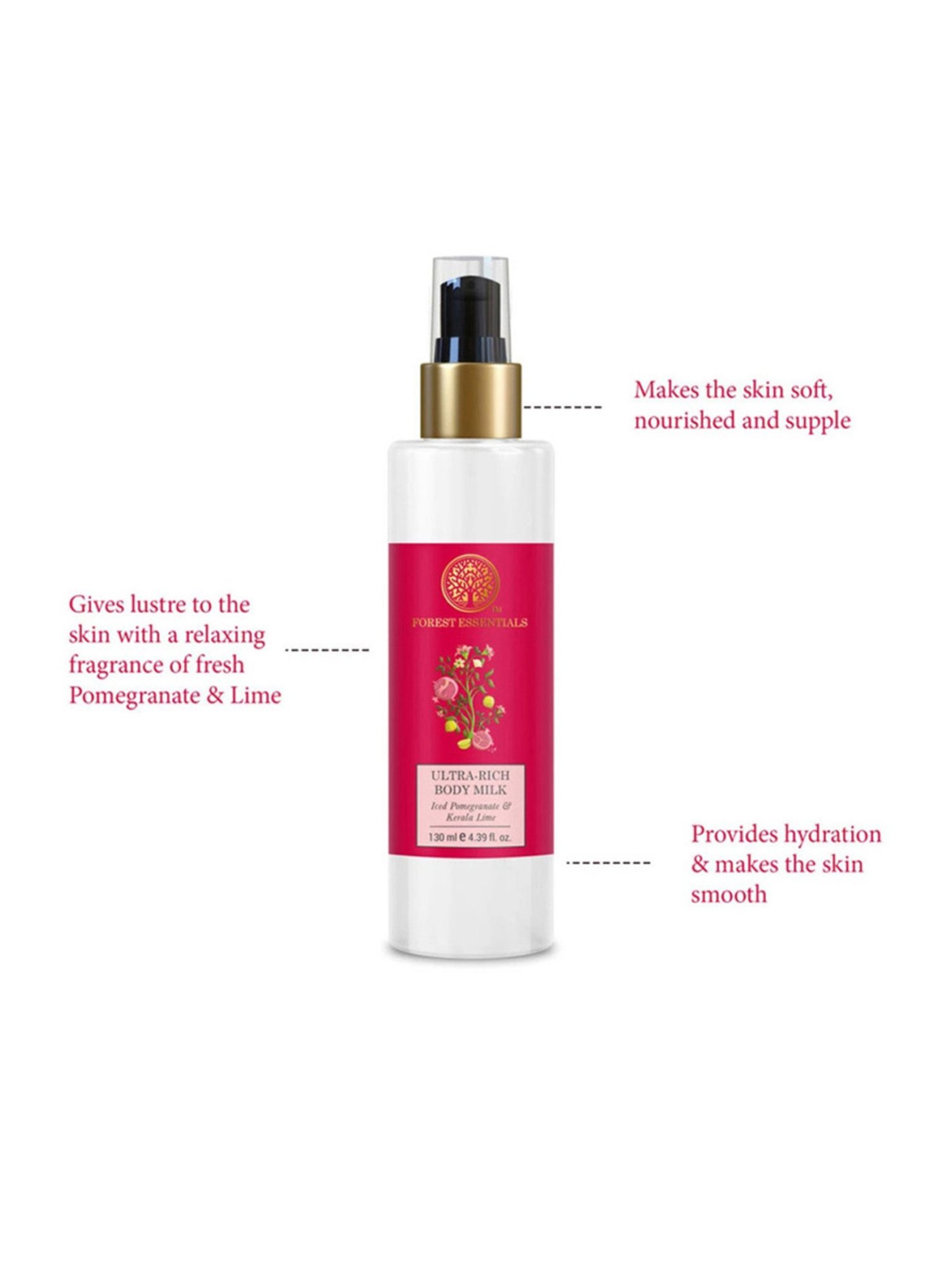 Forest Essentials Ultra Rich Body Milk Pomegranate & Kerala Lime Ayurvedic Body Lotion - 130 ml