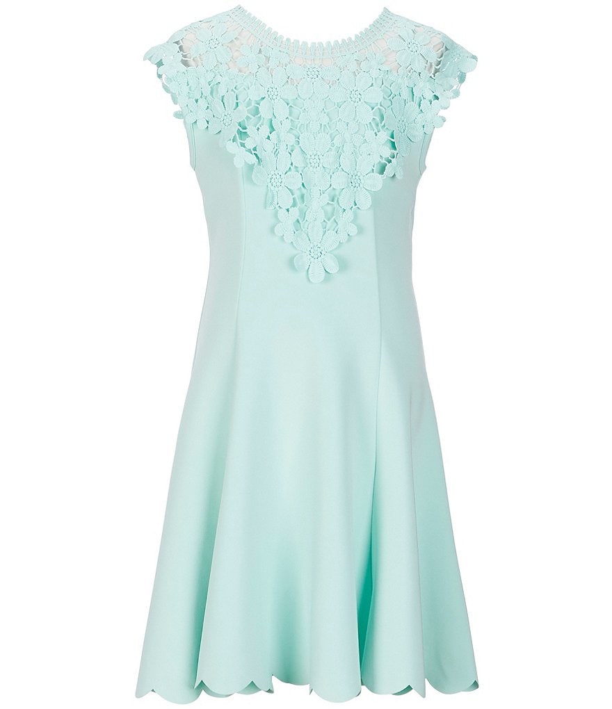 Zunie Big Girls 7-16 Crochet Lace Scallop-Hem A-Line Dress