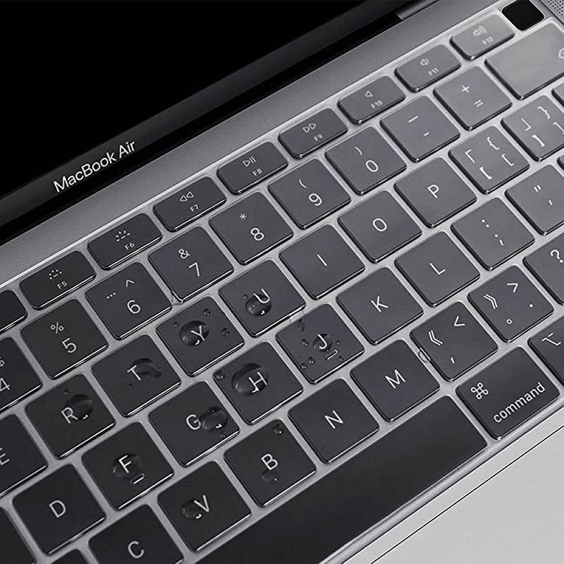 Premium Ultra Thin TPU Keyboard Cover Skin for MacBook Air 13Inch 2018 2019 with Touch ID Retina Display Model A1932 NOT FIT Air 2020 Keyboard Accessories Protector Transparent Clear