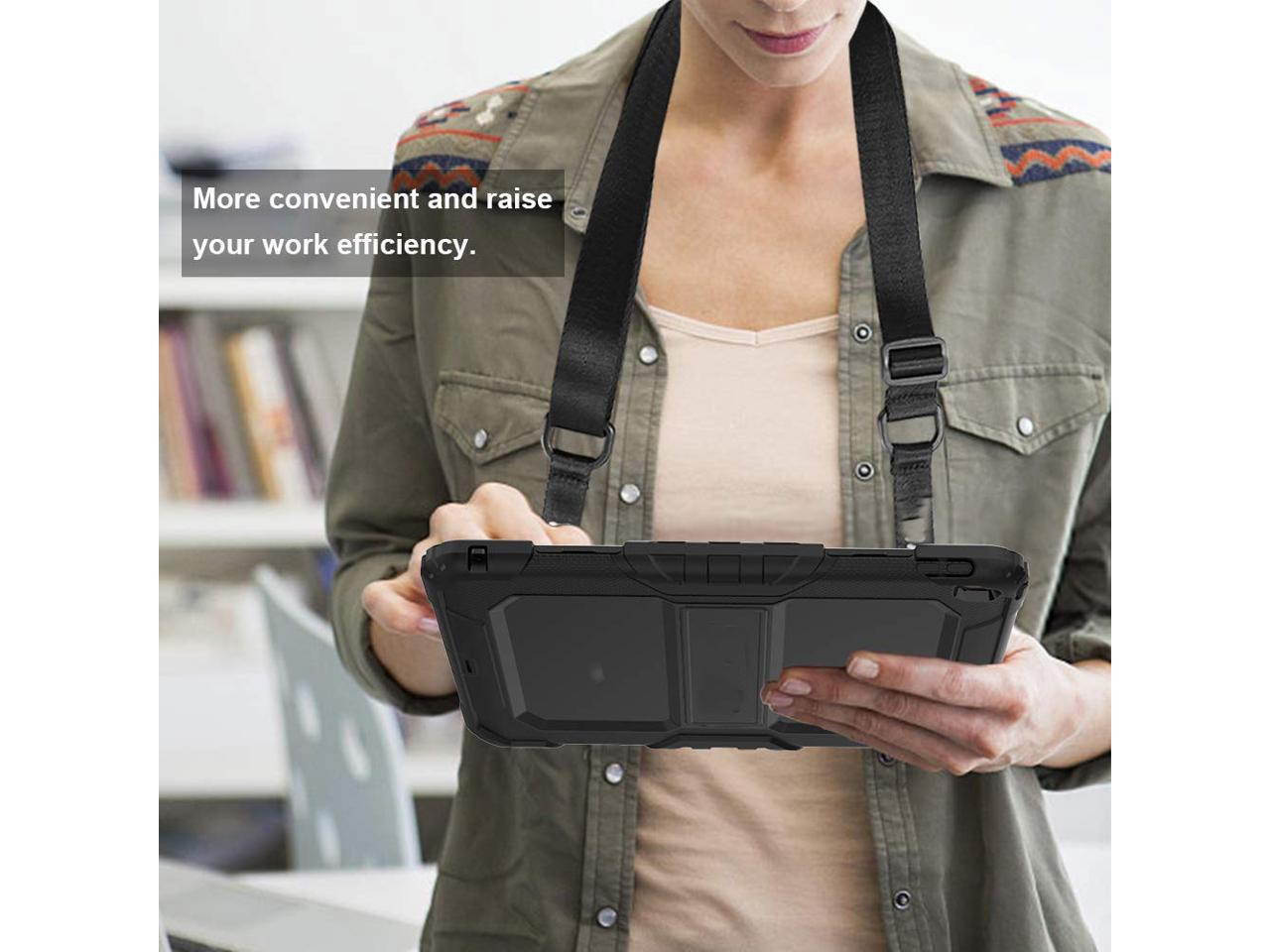 iPad 9.7 Case iPad Air 2 Cover Heavy Duty Rugged Shockproof Silicone Protective Case With Stand & Shoulder Strap For Apple iPad Air 2 / iPad Pro 9.7 / iPad 9.7 2017 2018 iPad 5th / 6th Generation