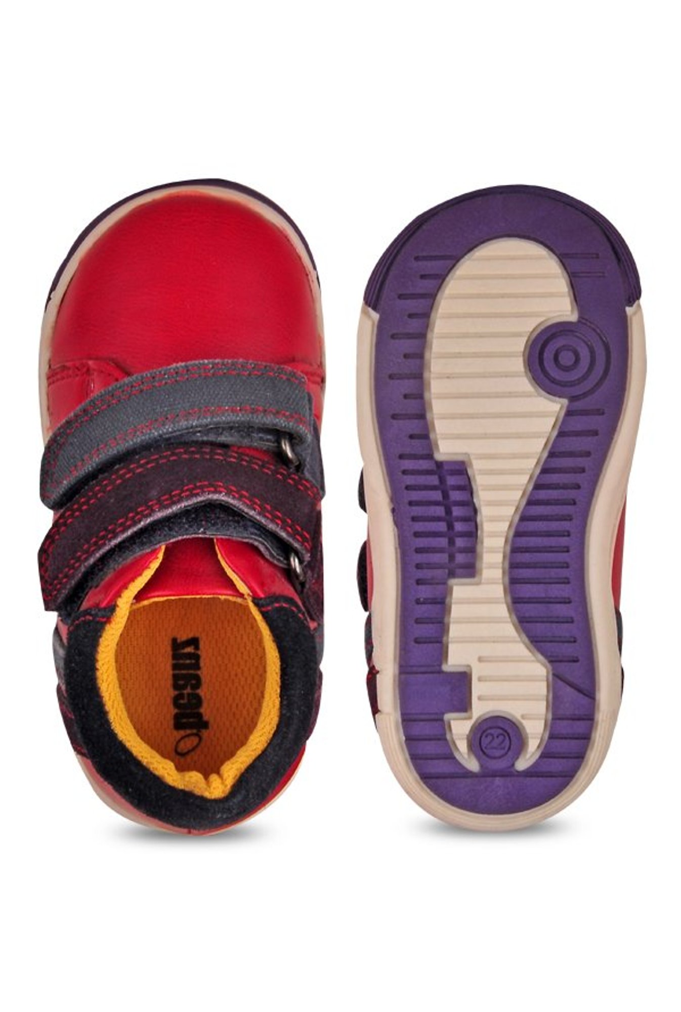 Beanz Kids Master First Walker Red & Navy Velcro Shoes