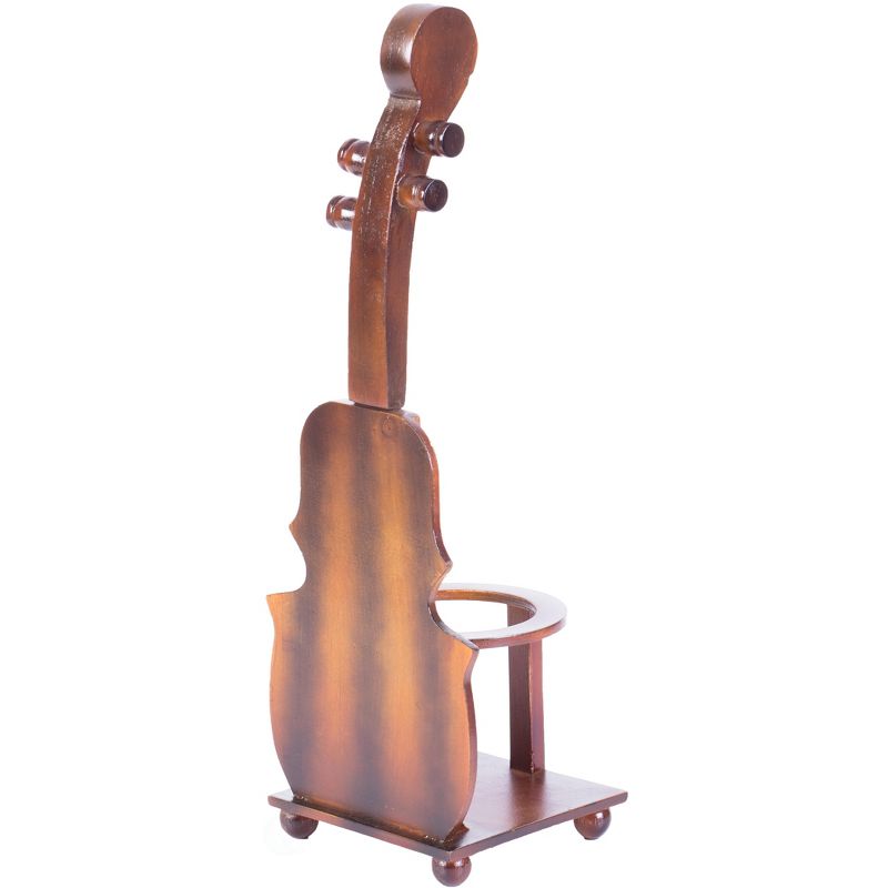 Vintiquewise Brown Violin Cello Shaped Vintage Decorative Single Bottle Wine Holder