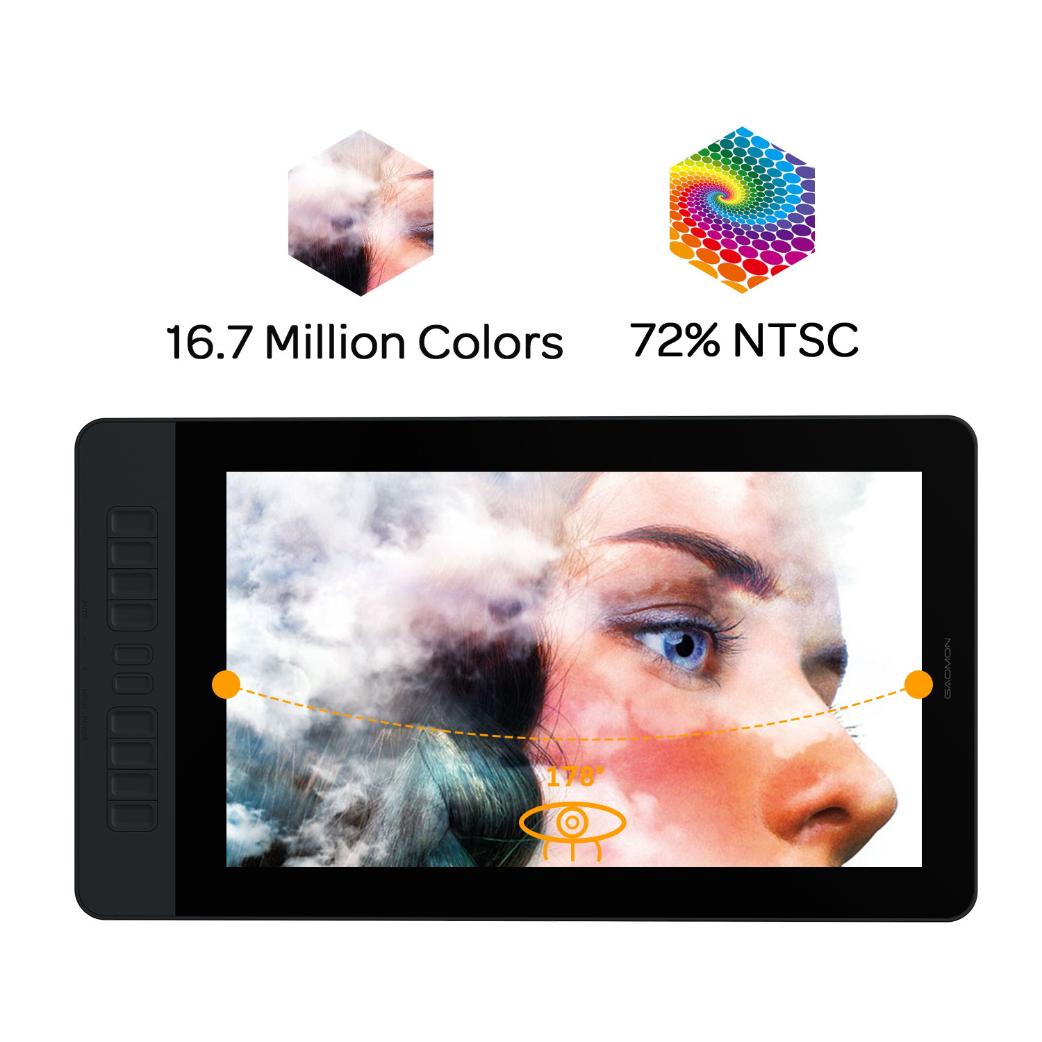 GAOMON PD1561 Pen Display with Tilt-Support Battery-Free 8192 Level Pen 10 Shortcut Keys HD Screen Drawing Tablet with Monitor Stand - 15.6 Inches