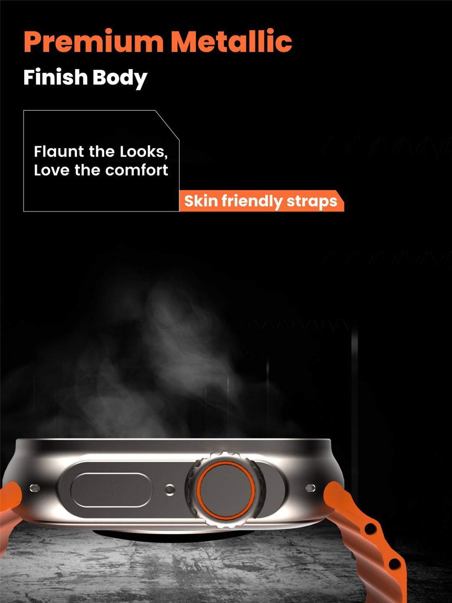 Hammer Ace Ultra Bluetooth Calling Smart watch with 2 Straps (Orange & Grey)