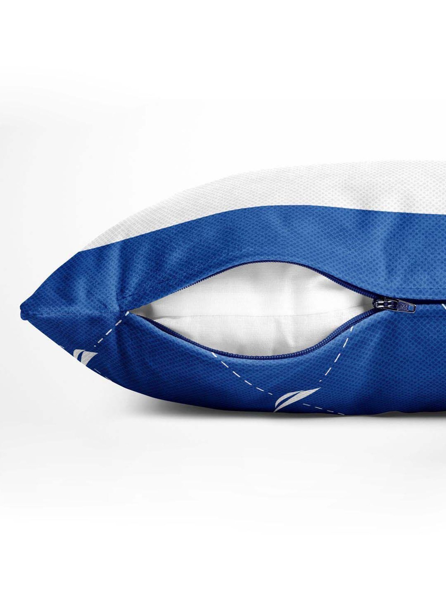 Nautica Logo Stripe Blue Microfibre 300 GSM Premium Cushion Covers - Set of 2