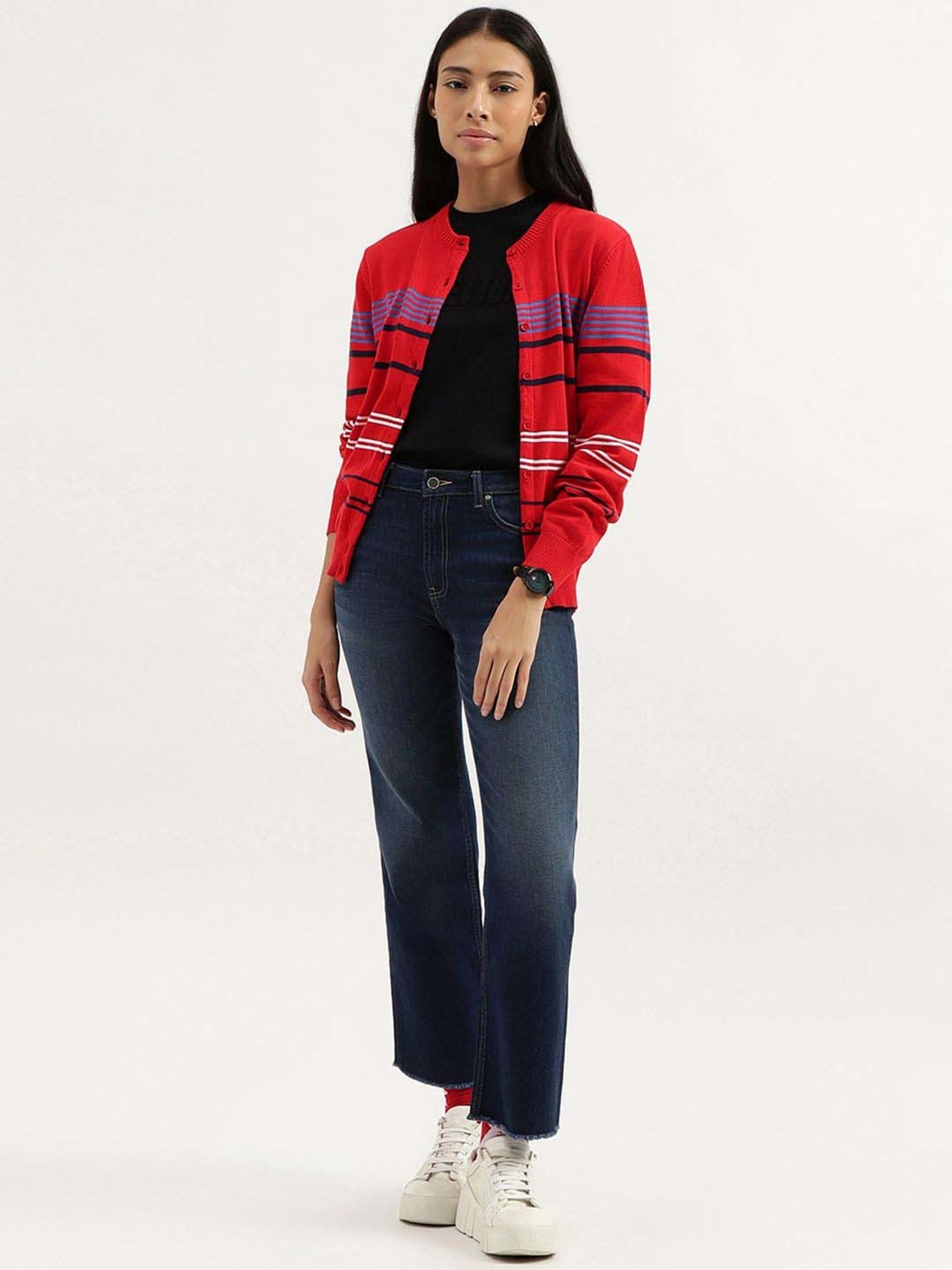 Akkriti by Pantaloons Off-White Self Pattern Shrug