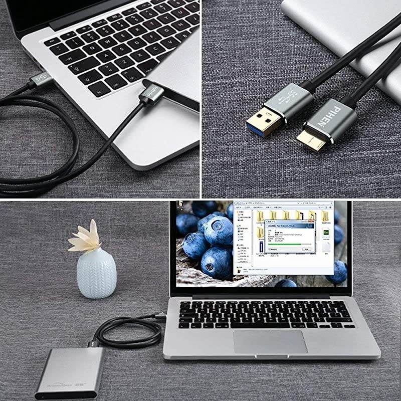 Micro B Hard Drive Cable USB 30 to Micro USB 30 Charge Sync Cord with Aluminum ConnectorData Wire for Toshiba Canvio WD External Hard Drive Samsung Galaxy S5 Note 3 and More6FT