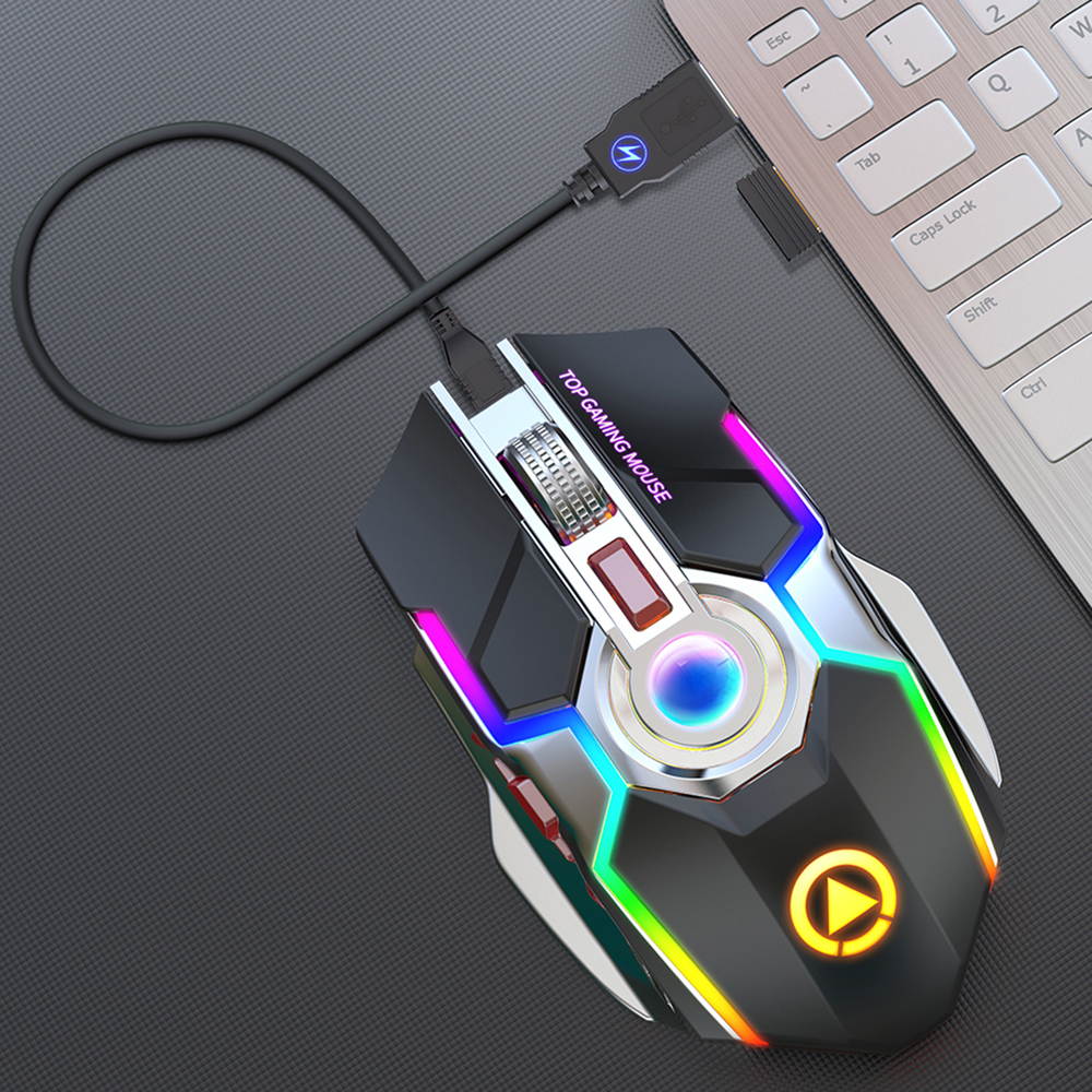 RGB Wireless Mouse USB Gaming Mouse 2.4Ghz Esports Backlit Silent Bluetooth Mice 7 Buttons 1600 DPI for Notebook Desktop