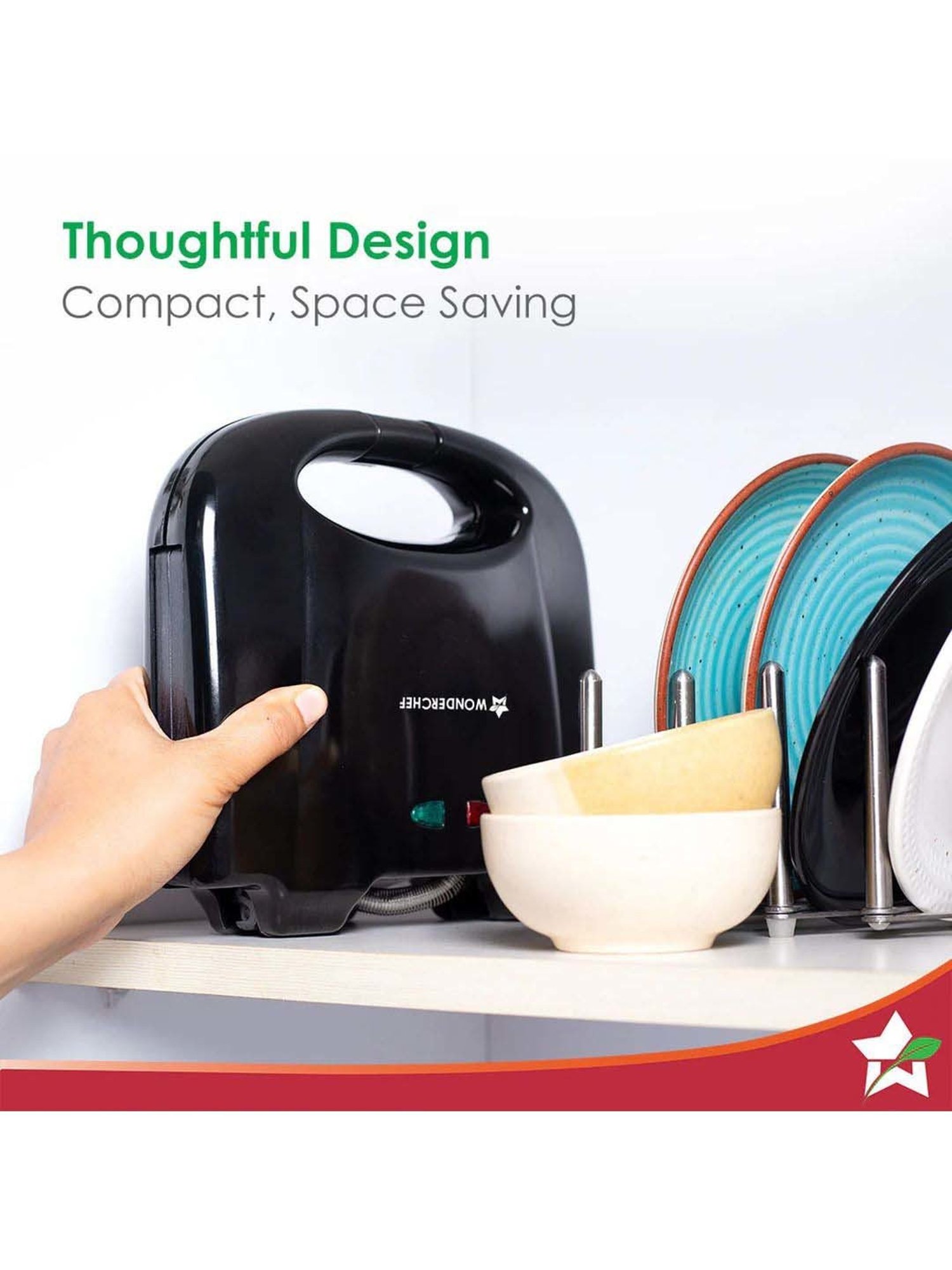 Borosil Sandwich Maker 2000W with Non stick coating (Black)