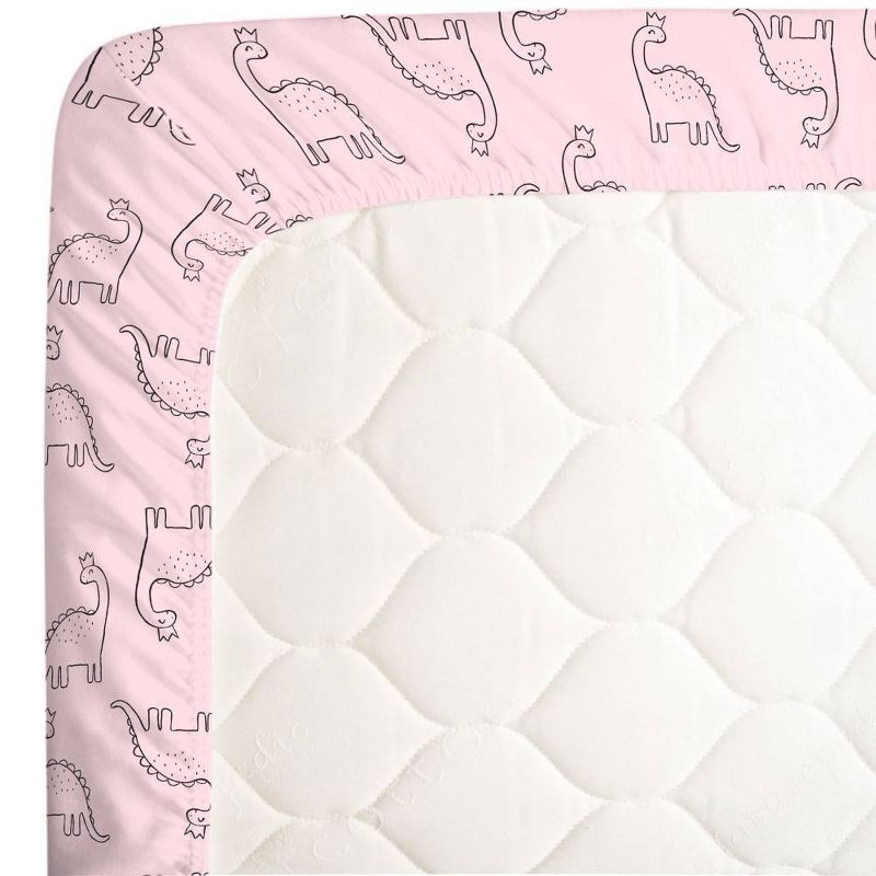 Carter's Dinosaur Princess Super Soft Fitted Crib Sheet - Pink