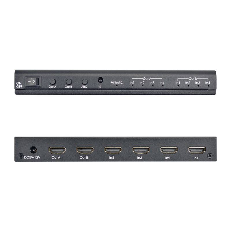 HDMI 4X2 Matrix Switch Switcher HDMI Splitter Support ARC 4Kx2K SPDIF coaxial stereo headphone audio output for PC