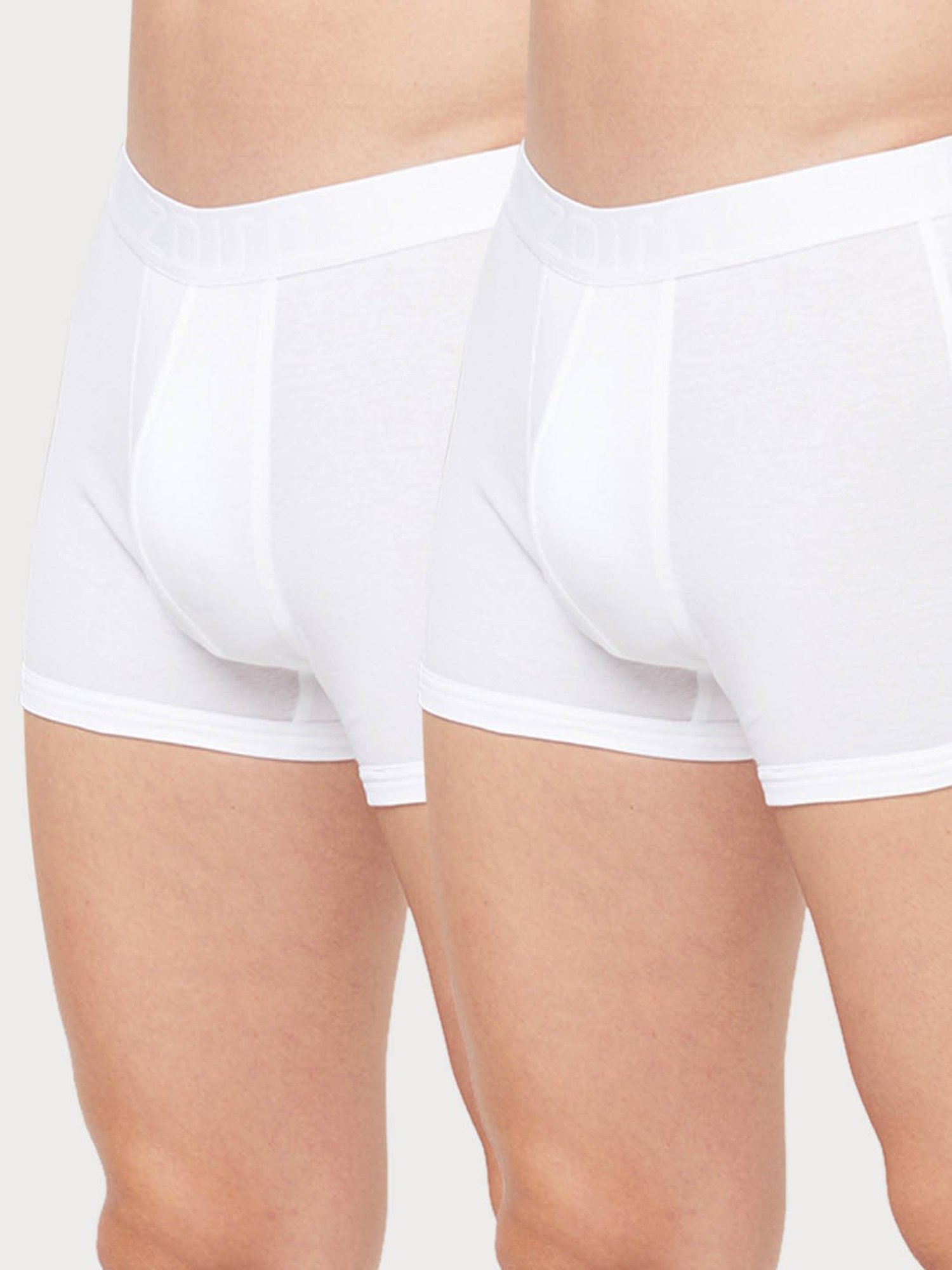 Zoiro White Cotton Regular Fit Trunks - Pack Of 2