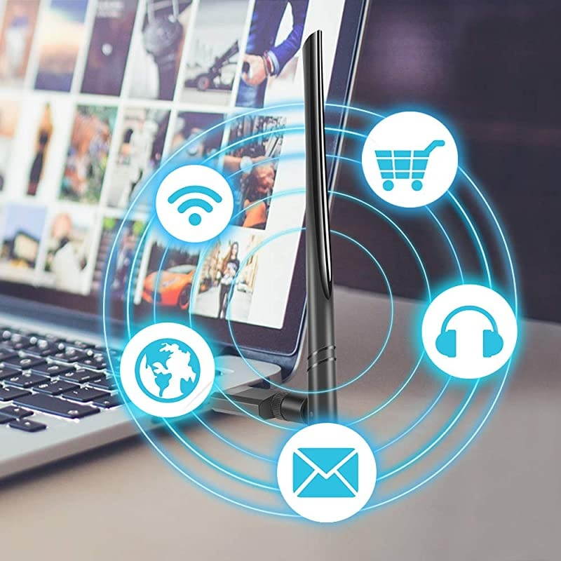 USB WiFi Adapter Dual Band 24G5G Mini Wifi ac Wireless Network Card Dongle with High Gain Antenna for Desktop Laptop PC Support Windows XP Vista788110 USB WiFi 1200Mbps