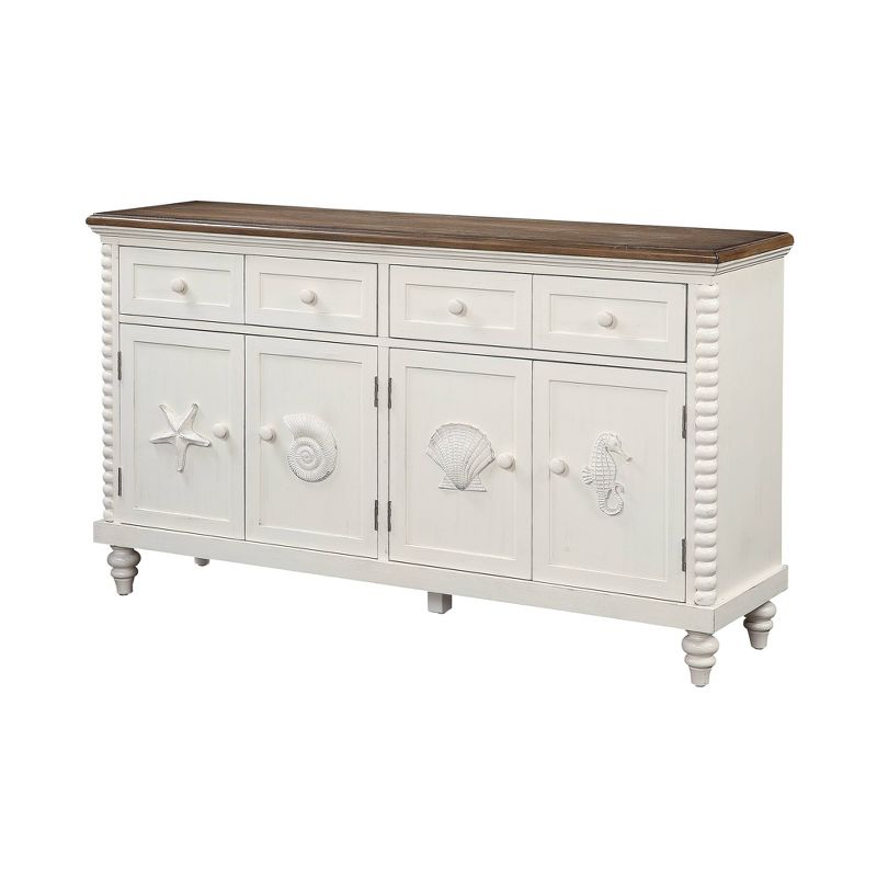 South Beach 4 Drawer Media Credenza White - Treasure Trove Accents