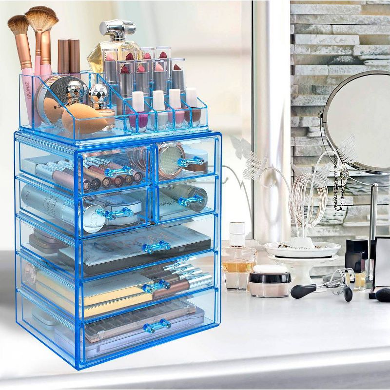 Sorbus Cosmetic Makeup and Jewelry Case Organizer - Style 1 - Blue