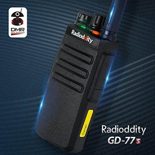 Radioddity GD-77S DMR Dual Band Two Way Radio Digital/Analog VHF/UHF Long Range Handheld Walkie Talkie 1024CH, Voice Prompt, Commercial Use, with Programming Cable, Original Earpiece and 2 Antennas