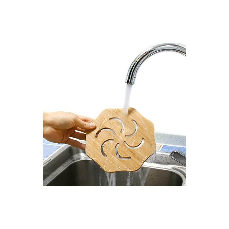 Natural Bamboo Trivet Mat Set,storage rack Anti-Hot Heat Resistant Pads for Hot Dishes/Pot/Bowl/Teapot/Hot Pot Holders(2 side.2 circle.1 storage rack.) (Bamboo Trivet - 6 pac)