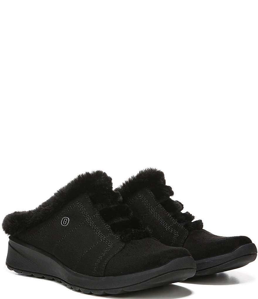 Bzees Golden Cozy Washable Slip-On Stretch Fabric Faux Fur Mules