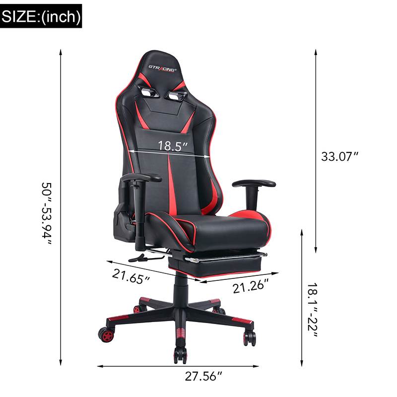 GTRACING Big and Tall Gaming Chair with Footrest Heavy Duty Adjustable Recliner with Headrest Lumbar Support Pillow High Back Ergonomic Leather Racing Computer Desk Executive Office Chair
