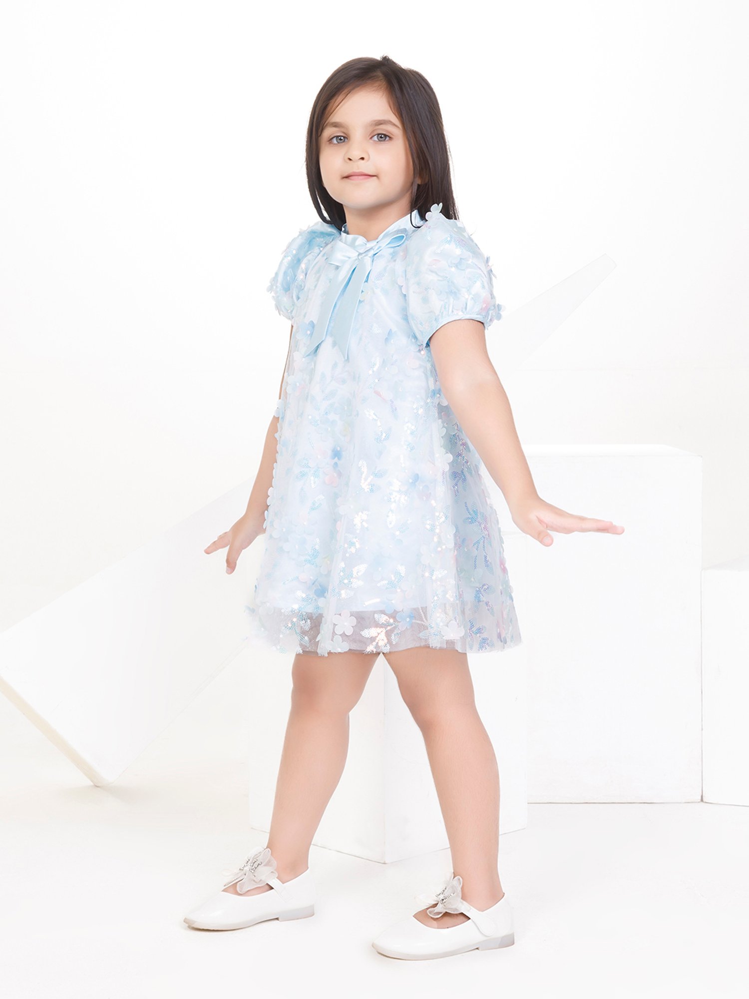 Peppermint Kids Light Blue Embellished Dress