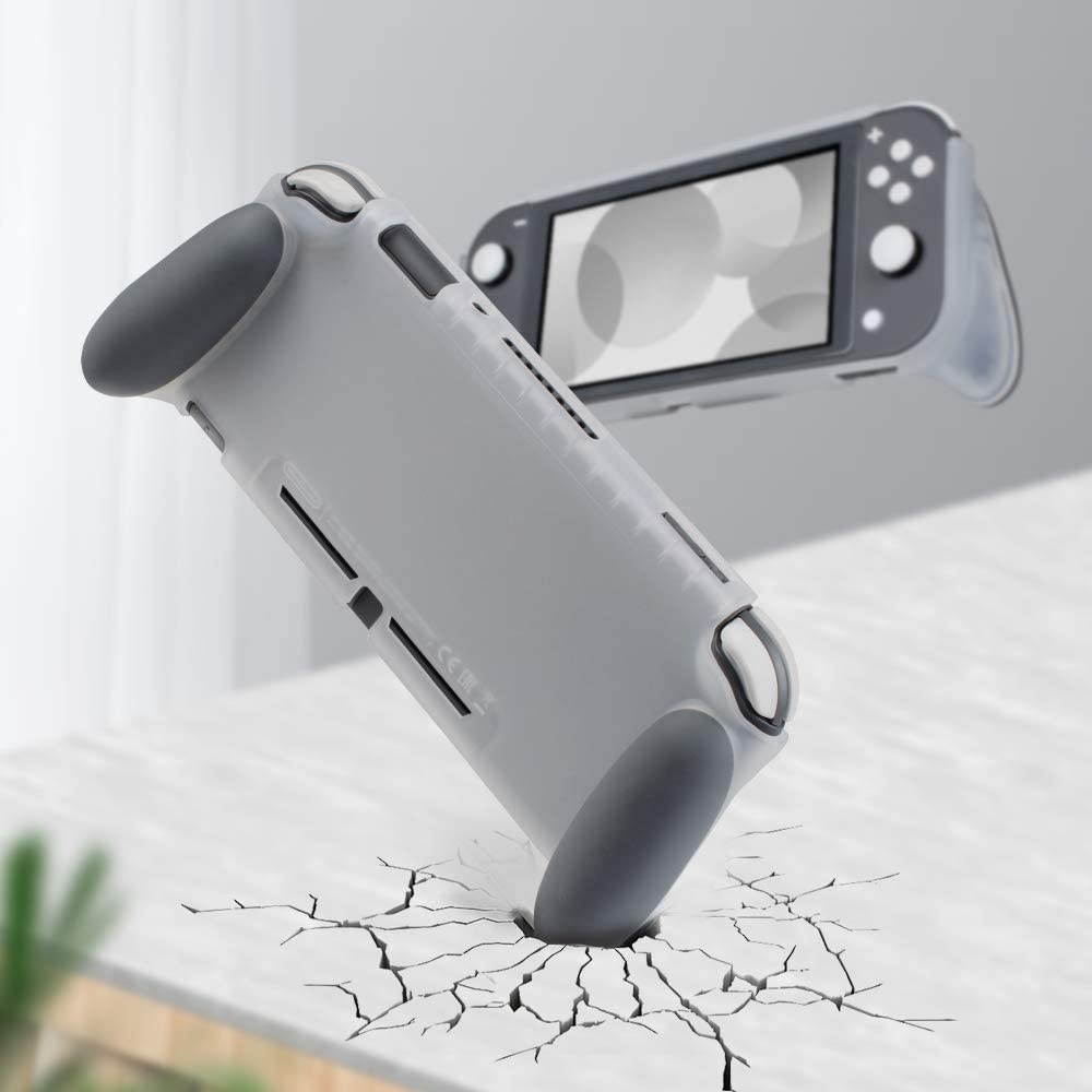 NA Protective Case for Nintendo Switch Lite, Grip Case Cover for Nintendo Switch Lite, Grip Cover in Silicone with Anti-Scratch and Shock-Absorption Soft TPU (Grip Case and Carrycase, Gray)