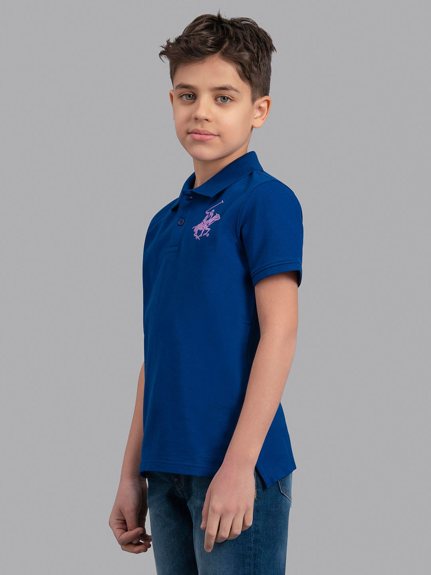 Beverly Hills Polo Club Boys Blue Solid Polo T-Shirt