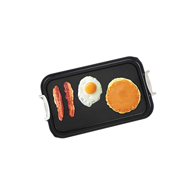 Hard Anodized Double Burner Nonstick Griddle, 18 Inch by 11 Inch, Gray