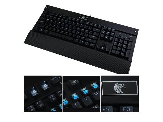 Eagle Aluminum Mechanical Gaming Keyboard RGB Backlit LED with Detachable Wrist Rest, Blue Switch