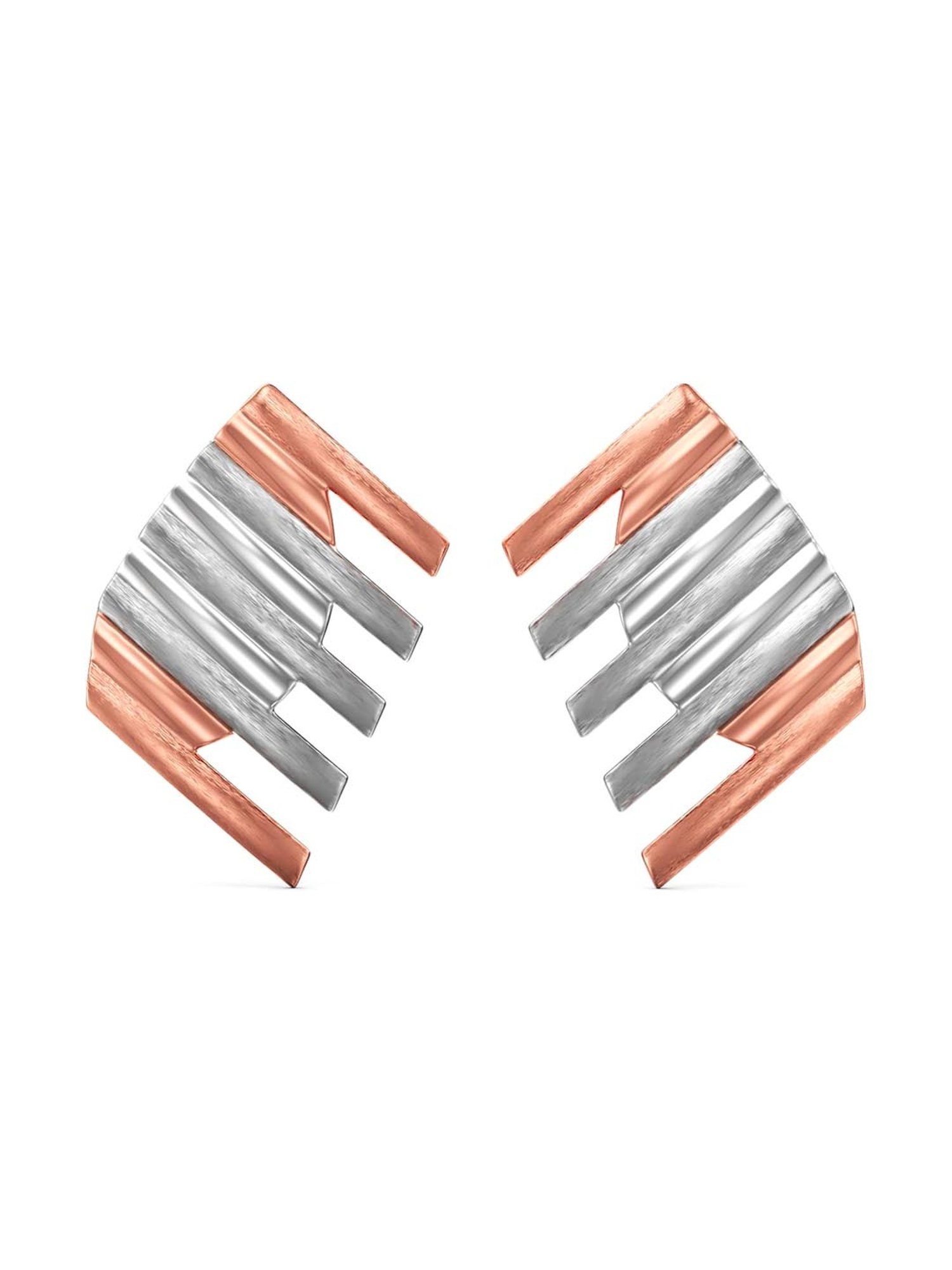 Joyalukkas 950 Platinum Art Deco-Inspired & Rose Gold Earrings