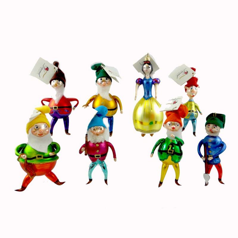 Laved Italian Ornaments Snow White Seven Dwards Doc Happy Sneezy Bashful  -  Tree Ornaments