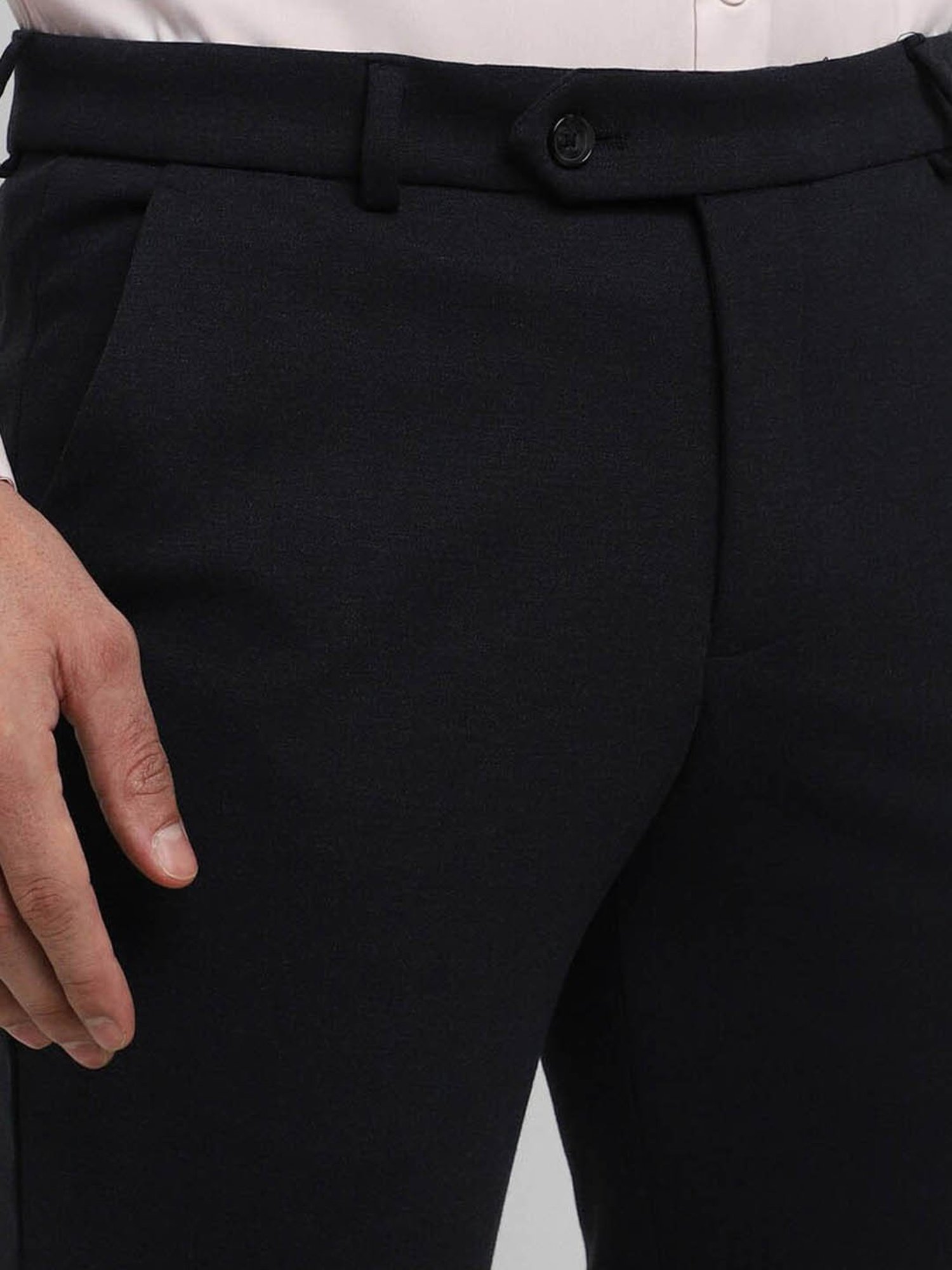 Peter England Perform Black Slim Fit Trousers