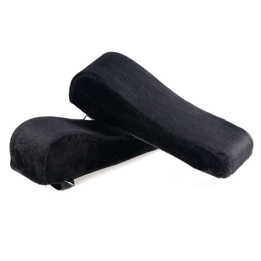 2pcs Chair Armrest Pads Memory Foam Elbow Pillow for Forearm Pressure Relief Universal Chair Arm Cover Set Office Chair Supplies Black