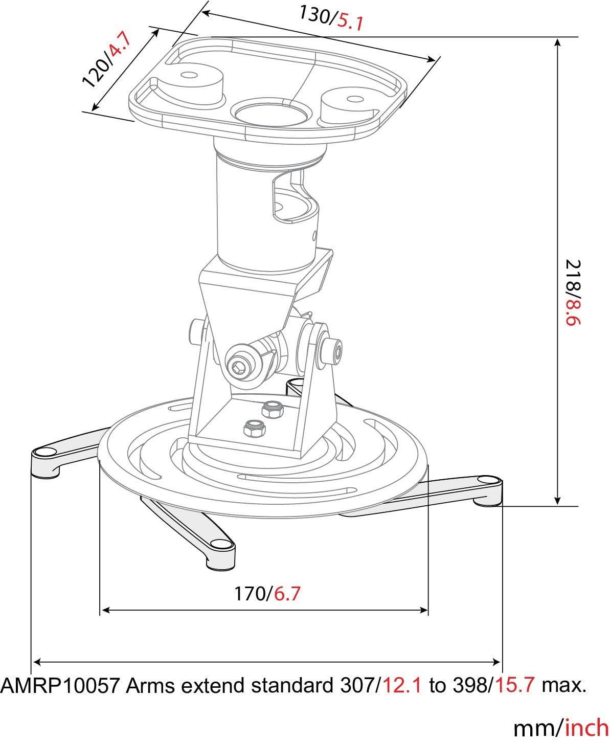 Amer Universal Projector Extension Arms (Mount Points up to 15.7" Max)