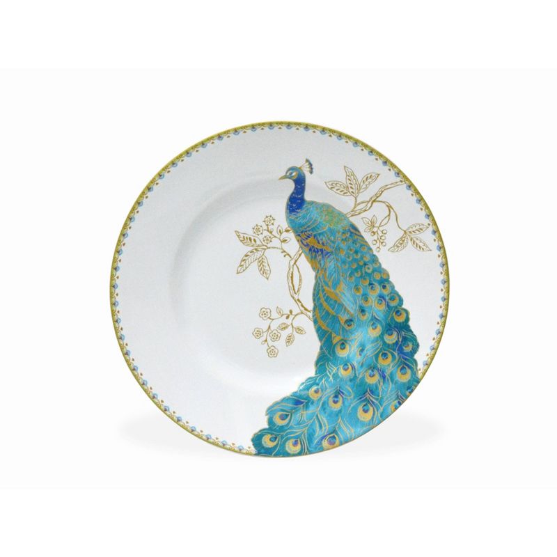 222 Fifth Peacock Garden Porcelain 16pc Dinnerware Set White