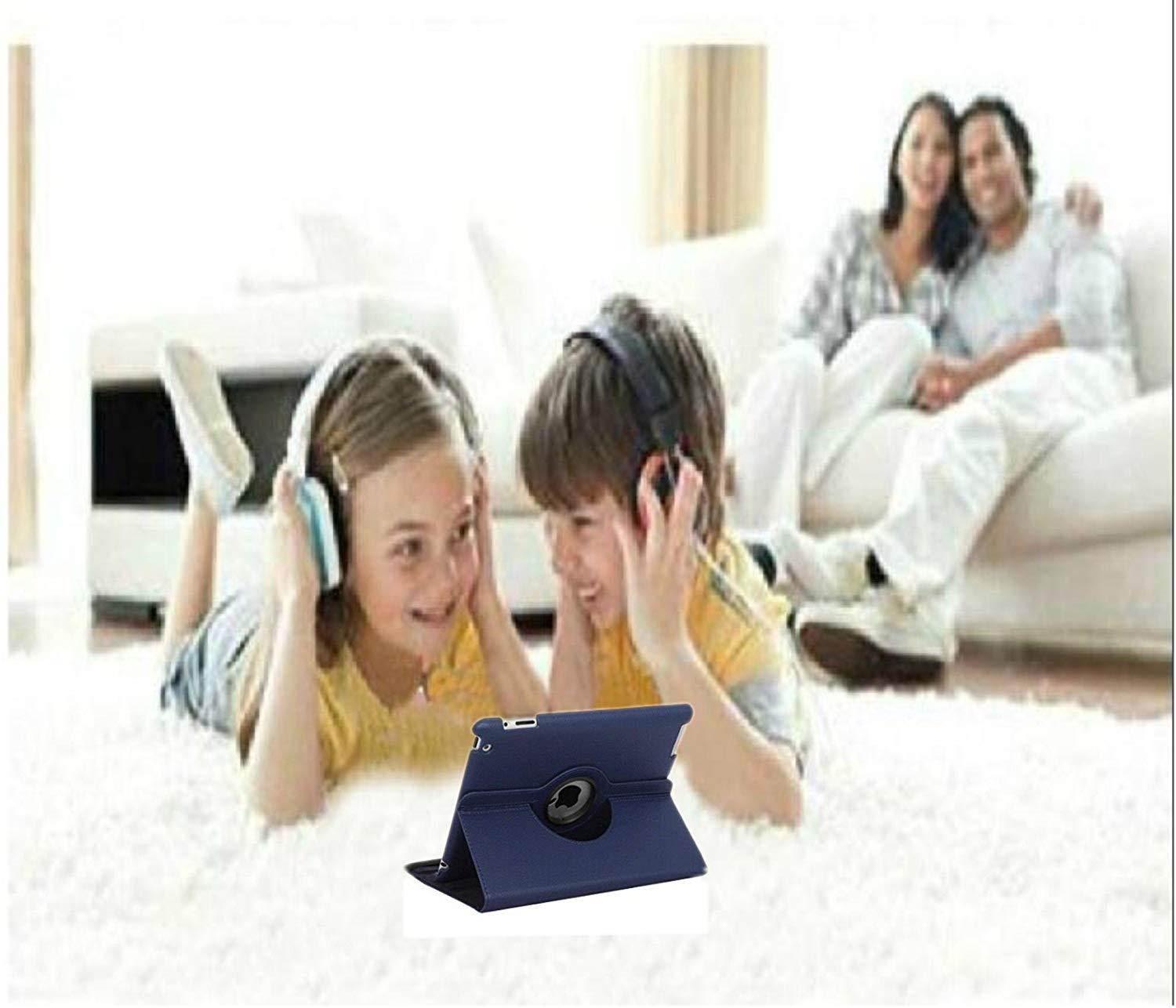 Ipad Case 360 Degrees Rotating Stand Leather Magnetic Smart Cover Case for Ipad 2/ 3/4 Generation Case with Bonus Screen Protector, Stylus and Cleaning Cloth ( Royal Blue)