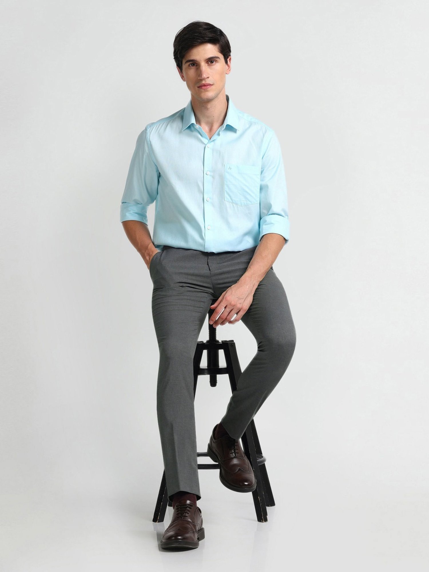 Arrow New York Olive Slim Fit Self Pattern Trousers