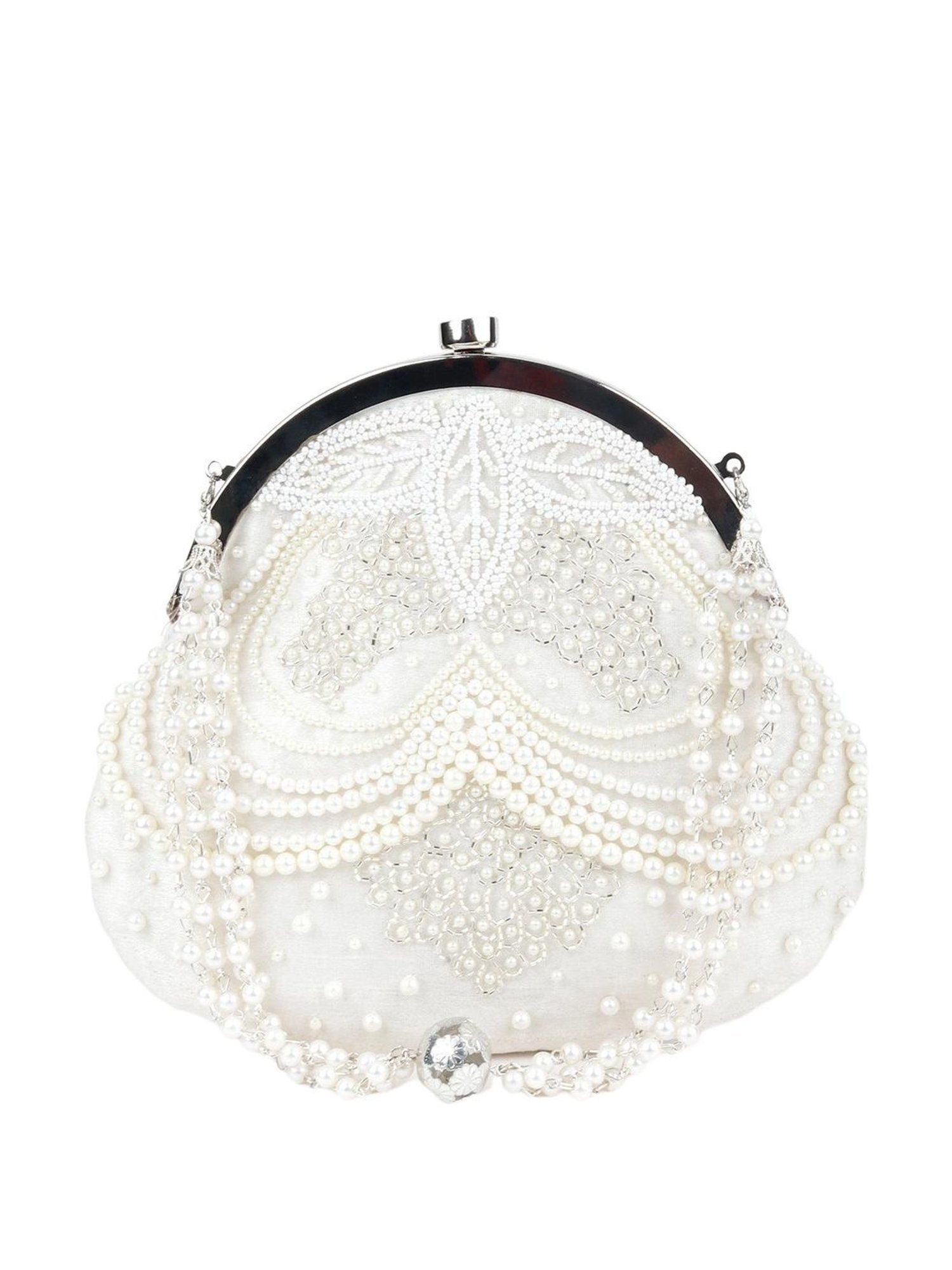 Odette White Solid Handbag