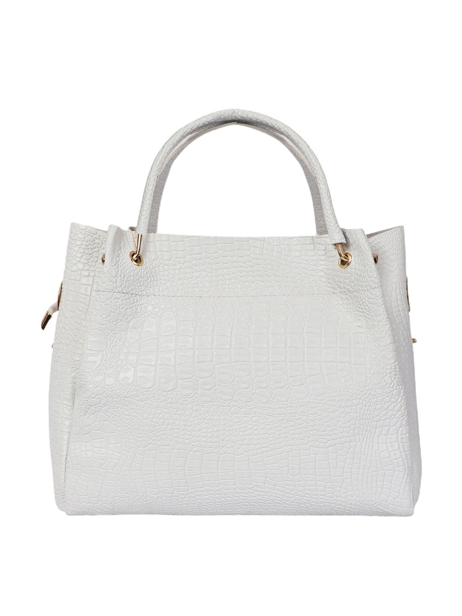 Bagsy Malone Croco White Animal Effect Medium Satchel Handbag - Set of 3