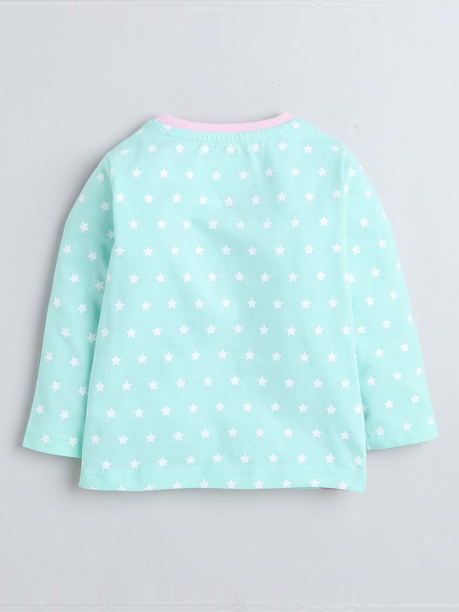 Bumzee Girls Mint Green & Purple Cotton Printed Full Sleeves T-Shirt Set