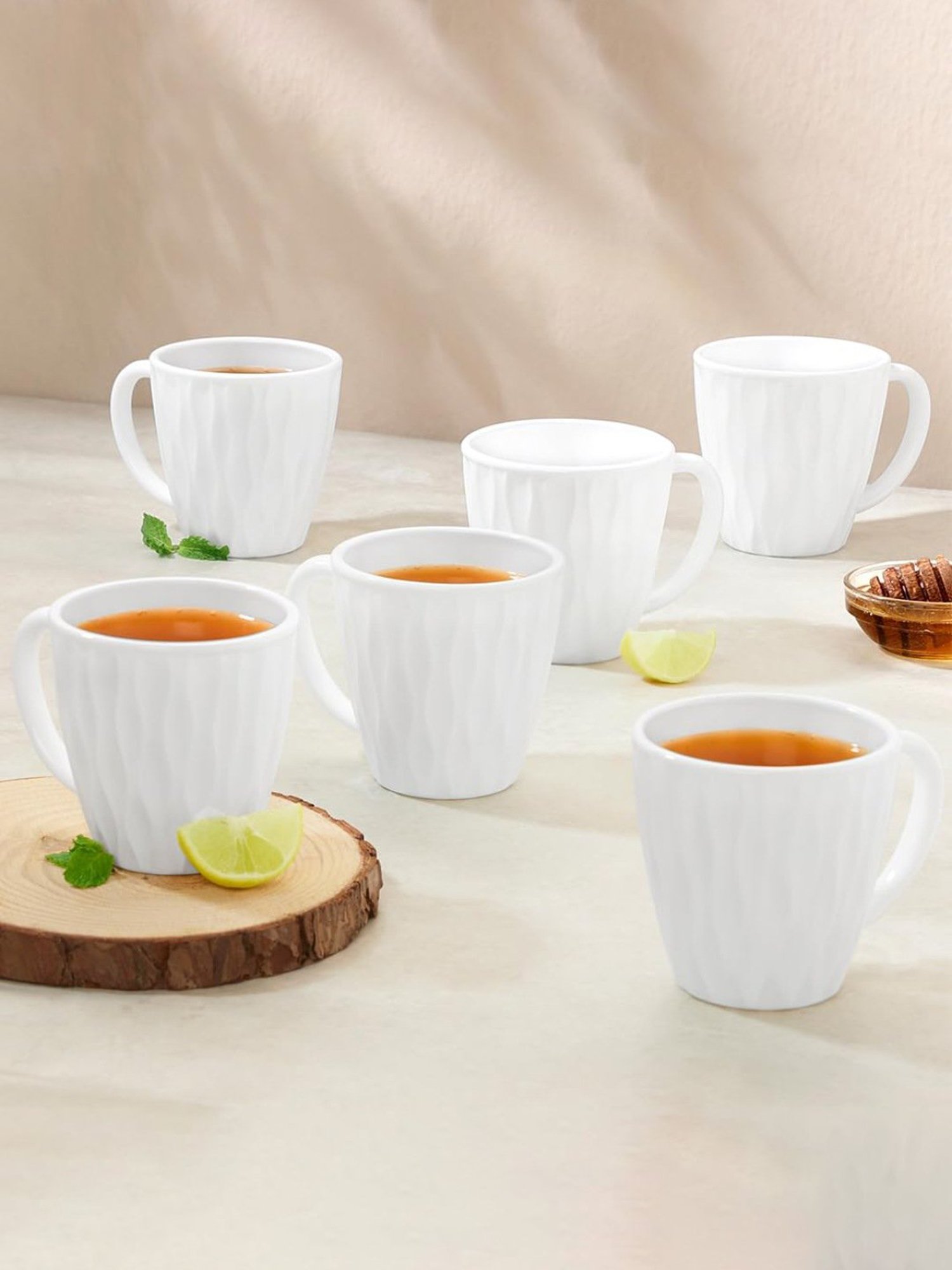 Larah by Borosil White Ceramic Opalware Mug - Set of 6 160ml