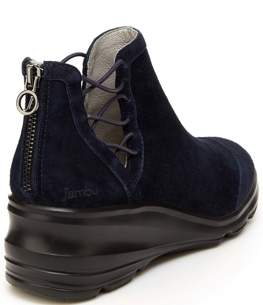 Jambu Naomi Lace-Up Side Detail Suede Wedge Booties