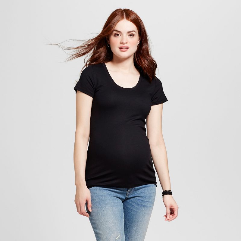 Maternity Scoop Neck Short Sleeve T-Shirt - Isabel Maternity™ by Ingrid & Isabel® Black S