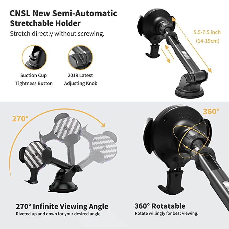 Wireless Car Charger Mount, Auto Clamping Car Phone Holder with RGB Light,10W Qi Fast Charging Air Vent Windshield Dashboard Phone Stand,Compatible with iPhone Samsung and More (Gray)