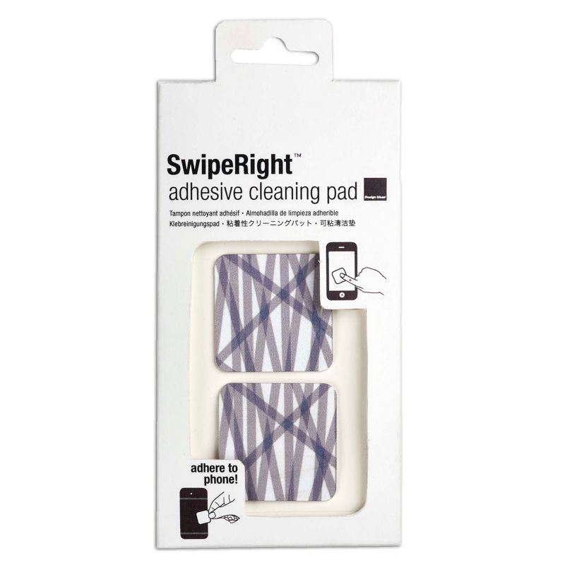 Design Ideas SwipeRight Microfiber Reusable Cleaning Cloth - Adhesive Cleaning Pad for Electronics - Strobe, 1.8" x 0.1" x 1.8"