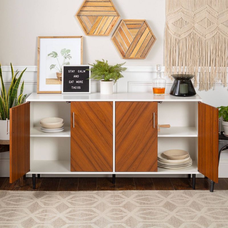 58" Modern Faux Bookmatch Buffet White - Saracina Home