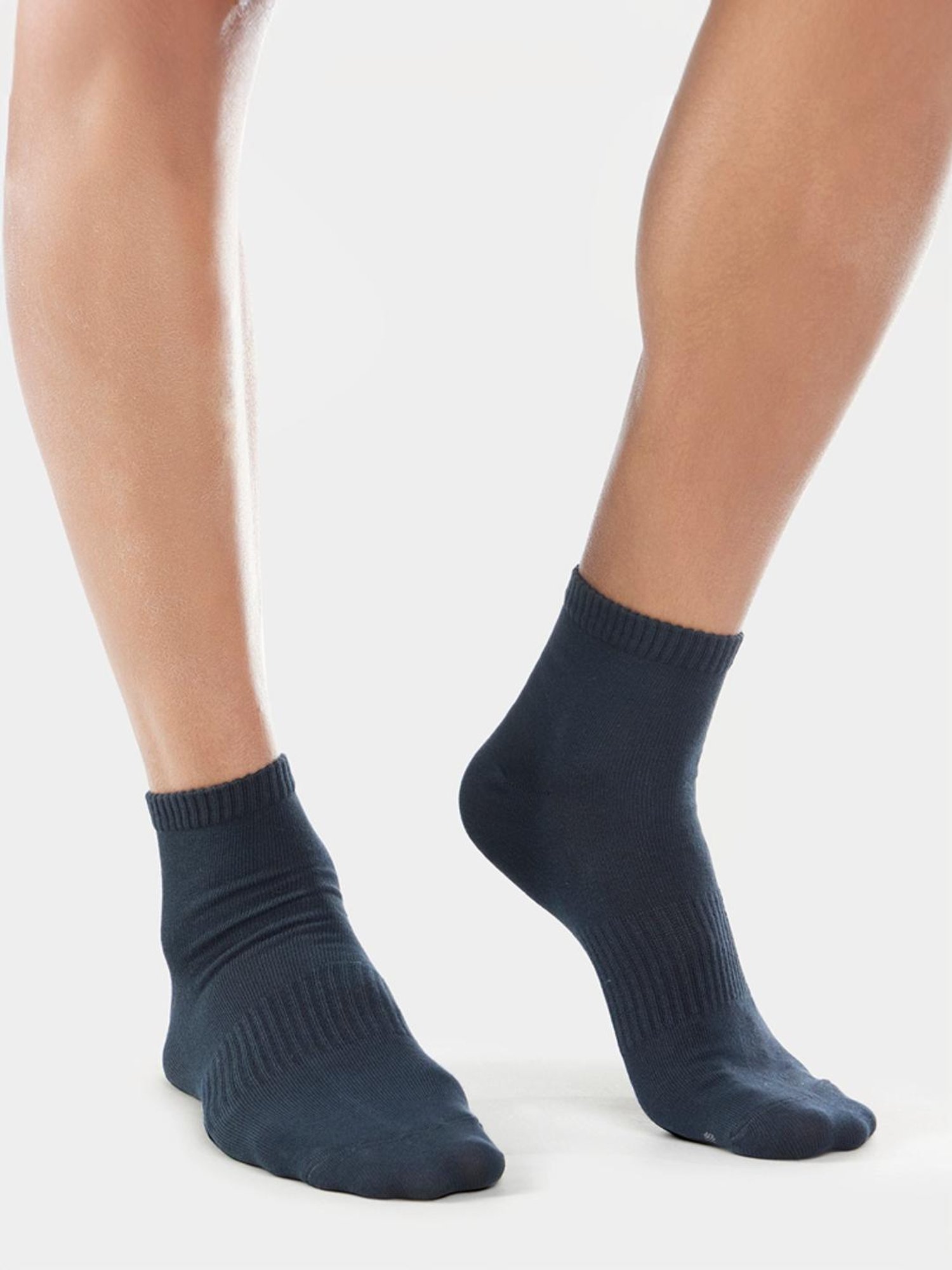 Jockey 7106 Navy & Blue Stretch Cotton Ankle Length Socks with Stay Fresh Treatment - Pack of 2