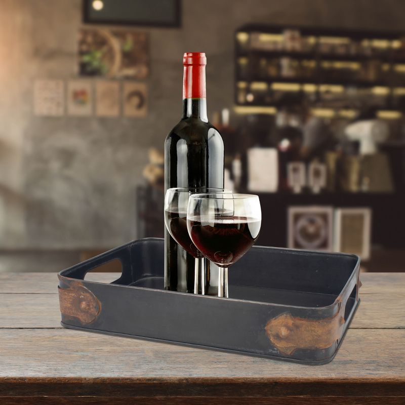 Slate Steel Tray with Rust Trim - Brown - Stonebriar